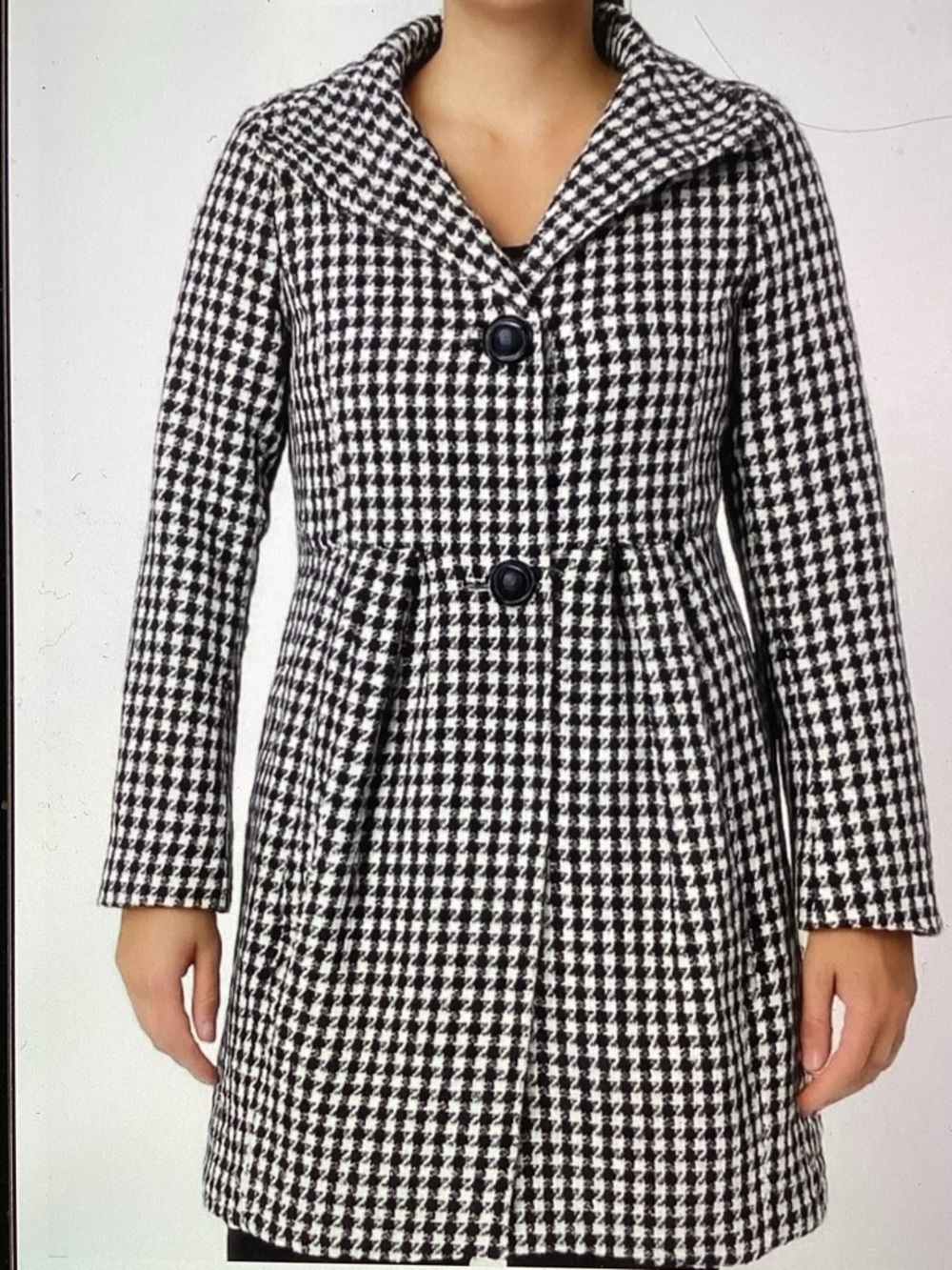 Bitten by Sarah Jessica Parker Houndstooth Pea Coat - Black & White